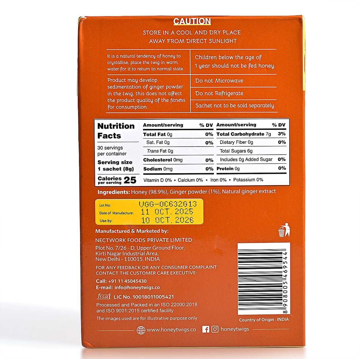 Honey Twigs Ginger Infused Honey Sticks - 30 Count Single Serve Natural Honey Straws - 8.47 oz image number 3