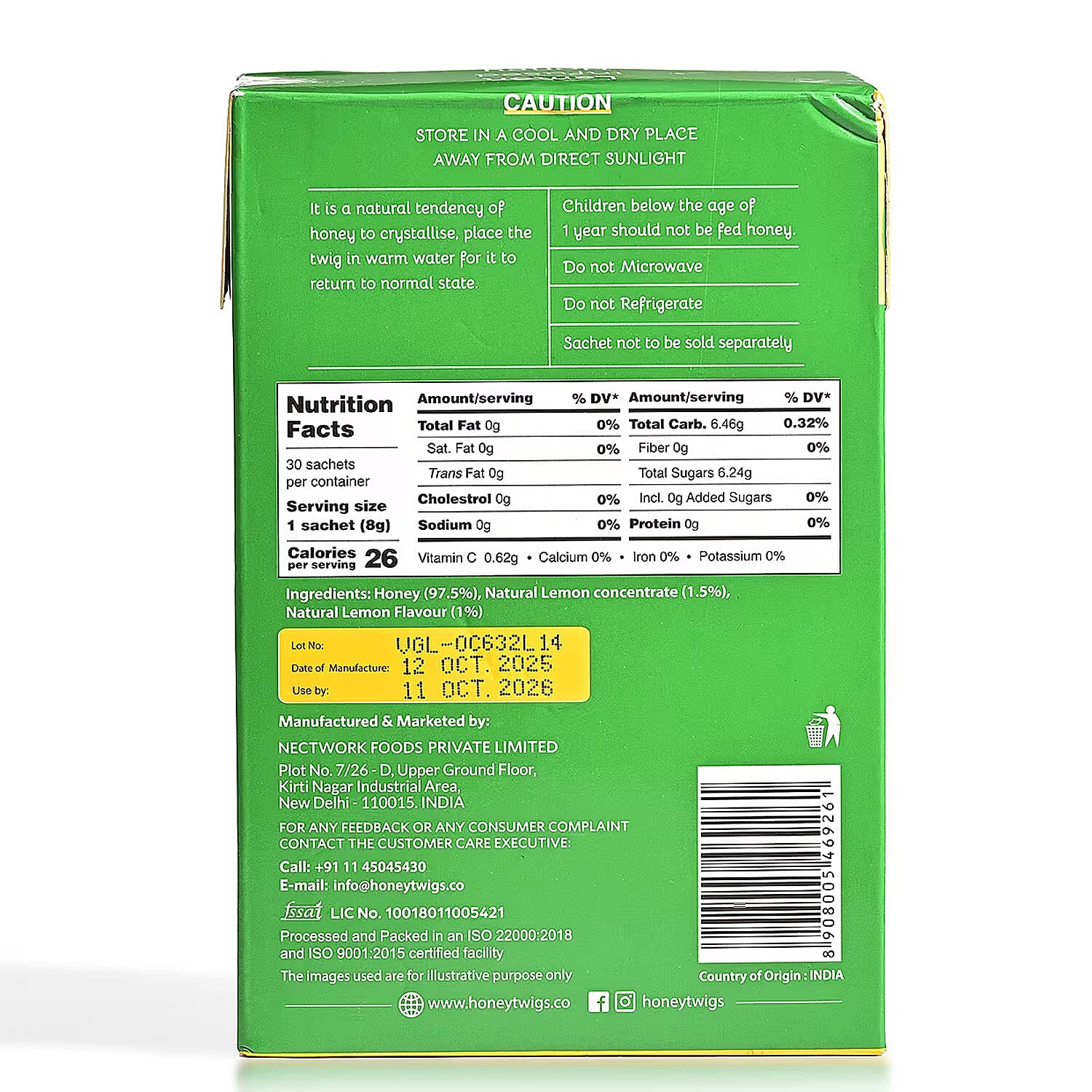 Honey Twigs Lemon Infused Honey Sticks - 30 Count Single Serve Natural Honey Straws - 8.47 oz