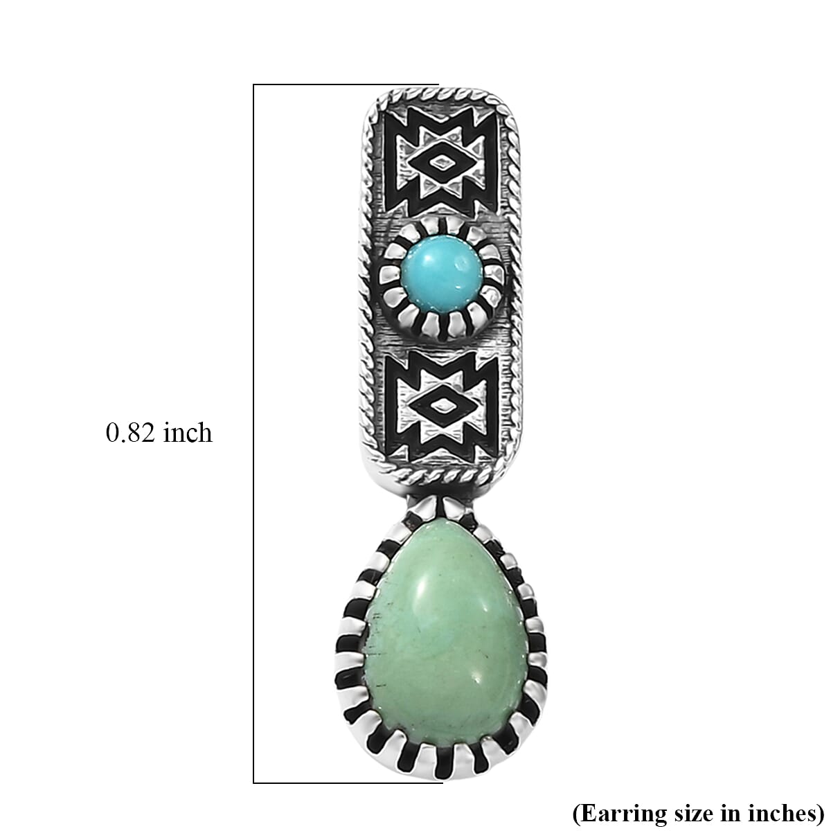D'Joy Artisan Crafted Premium Royston Turquoise and Lagoon Turquoise 1.65 ctw Earrings in Black Oxidised Sterling Silver image number 5