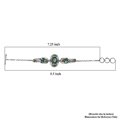 D'Joy Artisan Crafted Premium Royston Turquoise 7.50 ctw Bracelet in Black Oxidised Sterling Silver (6.50-8.0In)