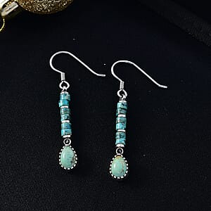 D'Joy Artisan Crafted Royston Turquoise Earrings in Oxidised Sterling Silver 6.65 ctw