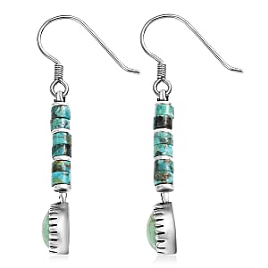 D'Joy Artisan Crafted Royston Turquoise Earrings in Oxidised Sterling Silver 6.65 ctw