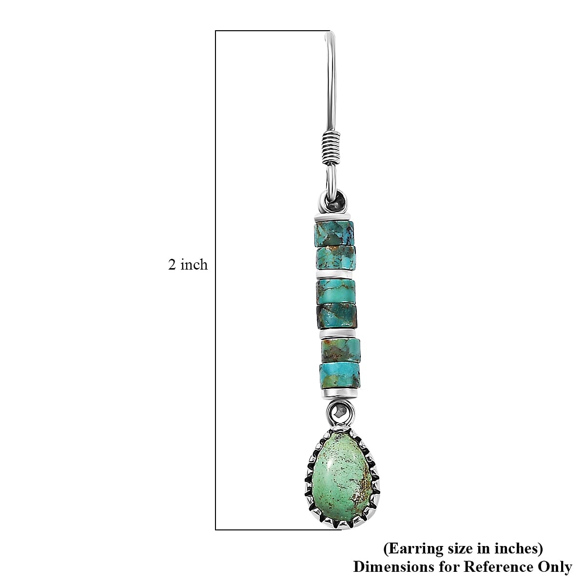 D'Joy Artisan Crafted Premium Royston Turquoise 7.00 ctw Earrings in Black Oxidised Sterling Silver image number 5