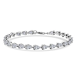 Simulated Diamond 11.70 ctw Bracelet in Rhodium Over Sterling Silver (Size 7)