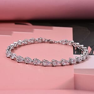 Simulated Diamond 11.70 ctw Bracelet in Rhodium Over Sterling Silver (Size 7)