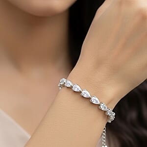Simulated Diamond 11.70 ctw Bracelet in Rhodium Over Sterling Silver (Size 7)