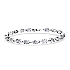 Simulated Diamond 9.00 ctw Bracelet in Rhodium Over Sterling Silver (Size 7)