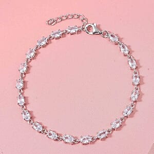 Simulated Diamond 9.00 ctw Bracelet in Rhodium Over Sterling Silver (Size 7)