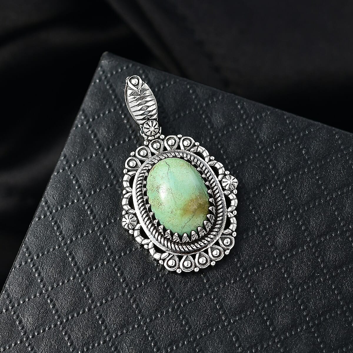 D'Joy Artisan Crafted Royston Turquoise 6.00 ctw Pendant without Chain in Sterling Silver image number 1