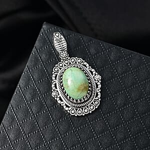 D'Joy Artisan Crafted Royston Turquoise Pendant without Chain in Sterling Silver 6.00 ctw
