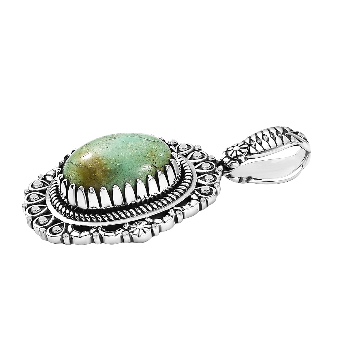 D'Joy Artisan Crafted Royston Turquoise 6.00 ctw Pendant without Chain in Sterling Silver image number 3