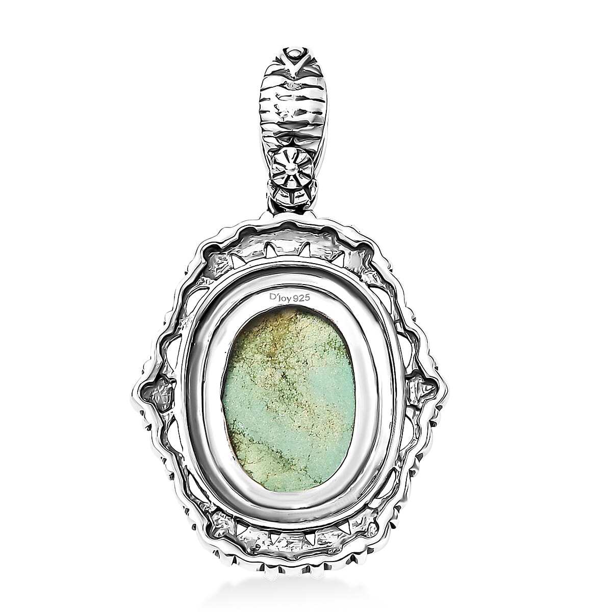 D'Joy Artisan Crafted Royston Turquoise 6.00 ctw Pendant without Chain in Sterling Silver image number 4