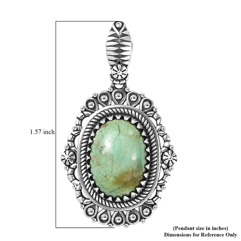 D'Joy Artisan Crafted Royston Turquoise Pendant without Chain in Sterling Silver 6.00 ctw