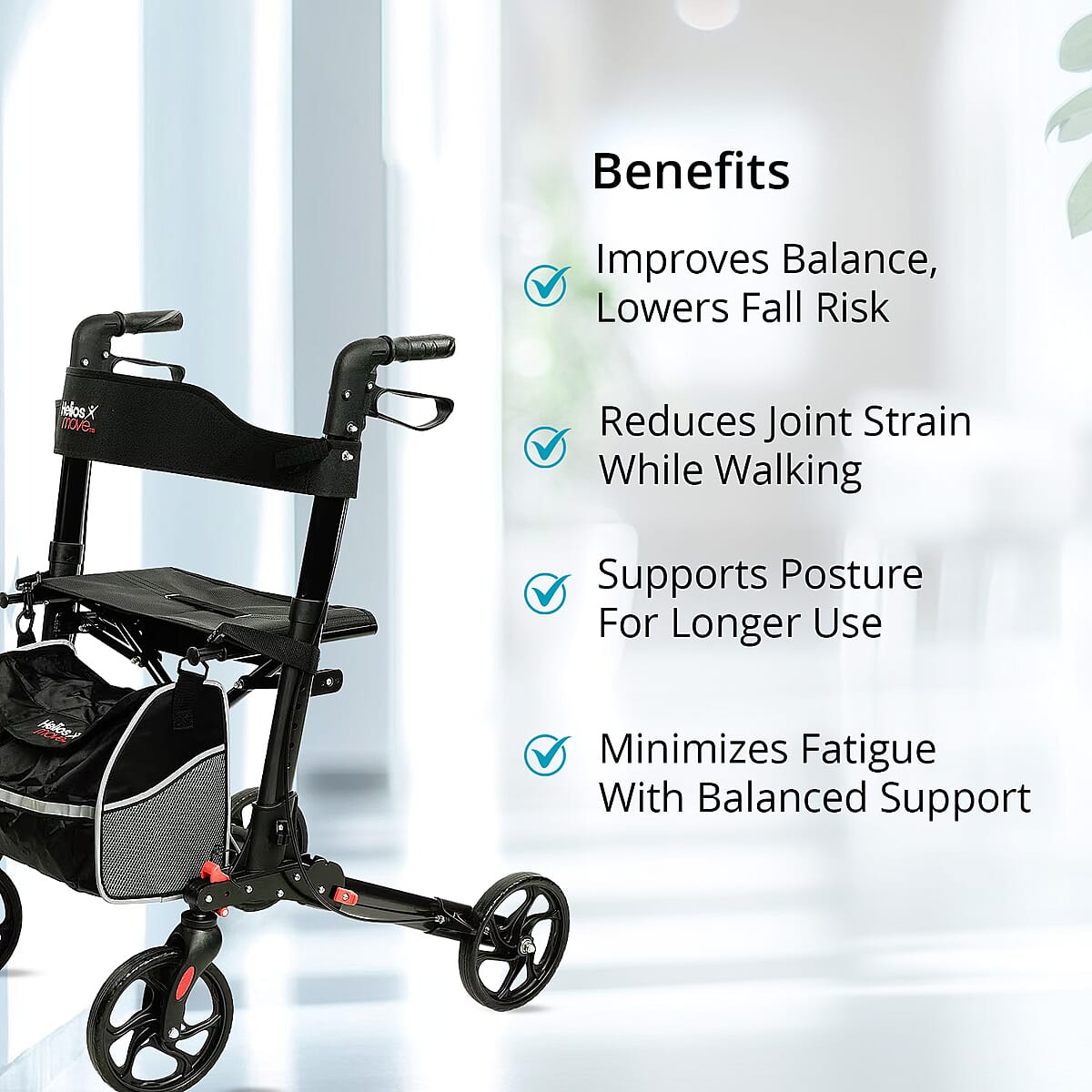 Closeout 4 Wheel Walker -Black image number 2