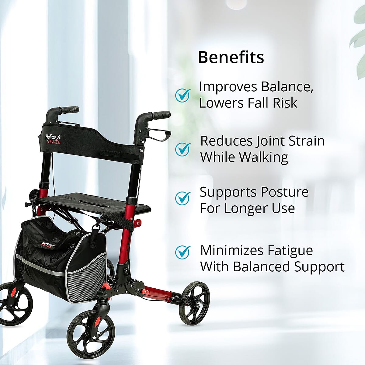 Closeout 4 Wheel Walker -Red image number 2