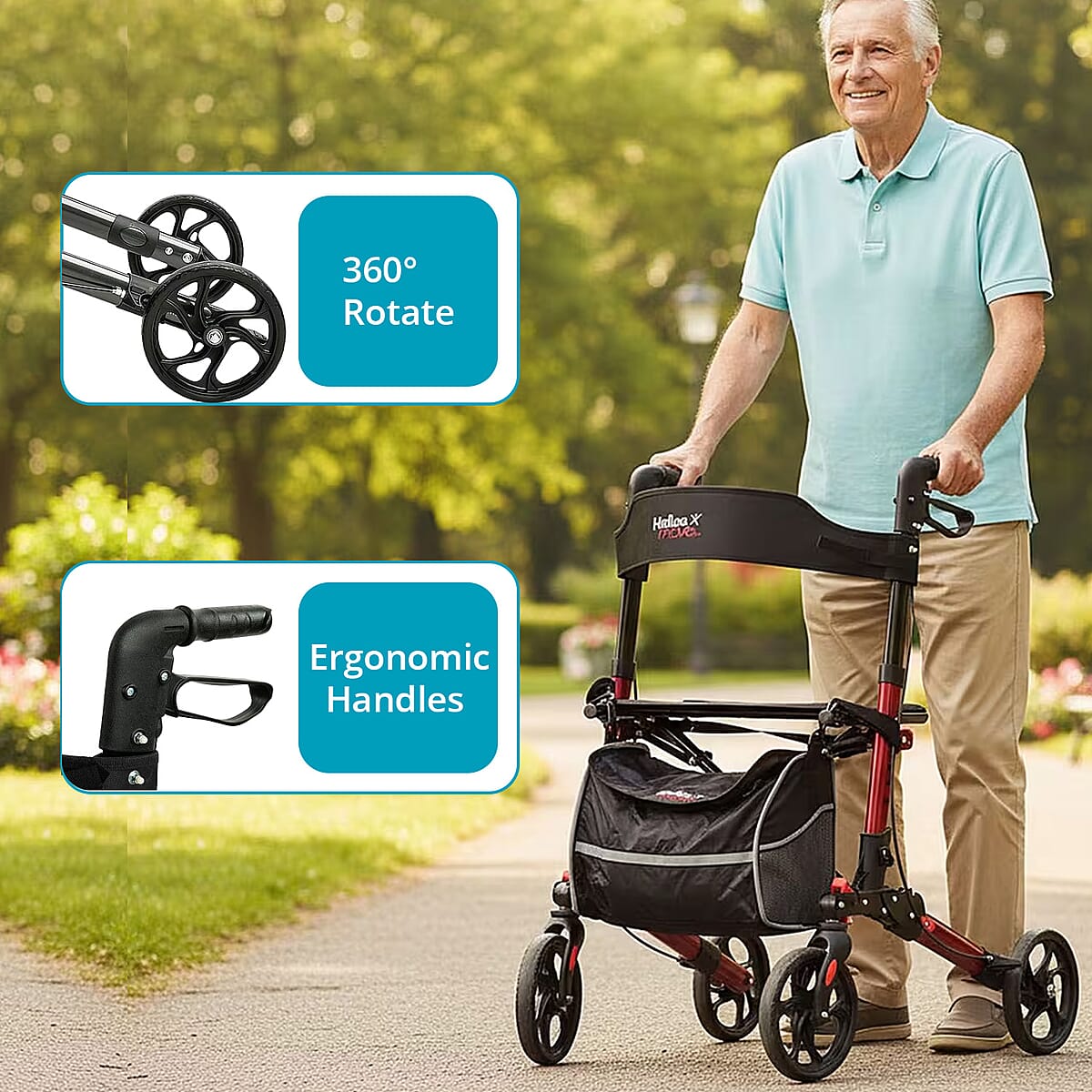 Closeout 4 Wheel Walker -Red image number 3