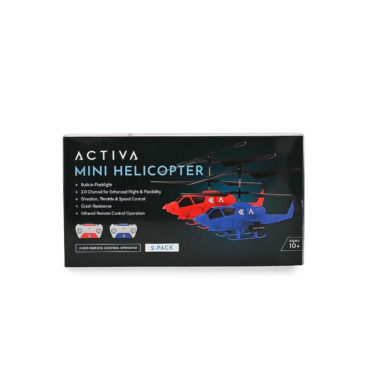 Doorbuster Closeout Set of 2 Mini Helicopters with Remote Control – Blue & Red image number 0