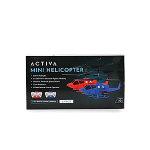 Doorbuster Closeout Set of 2 Mini Helicopters with Remote Control – Blue & Red