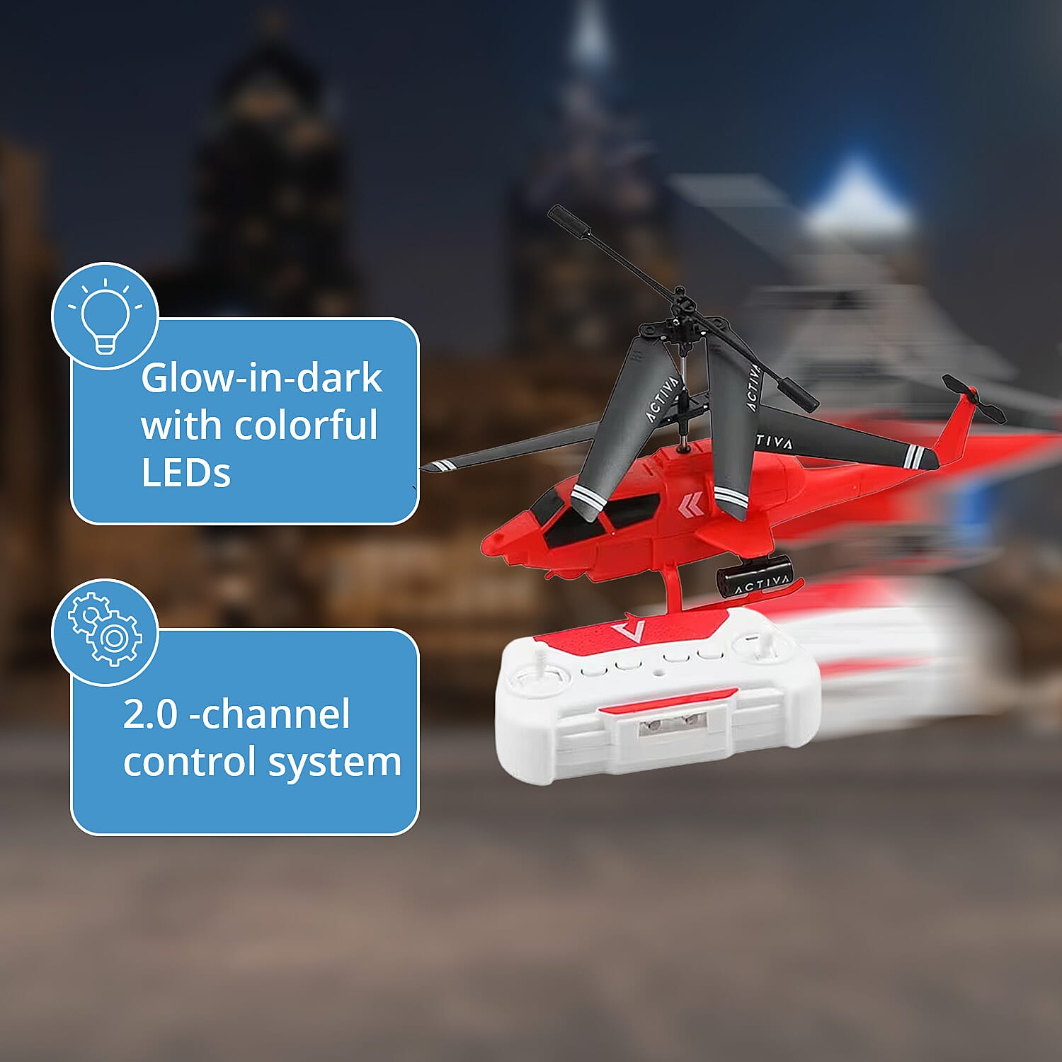  Closeout Set of 2 Mini Helicopters with Remote Control – Blue & Red