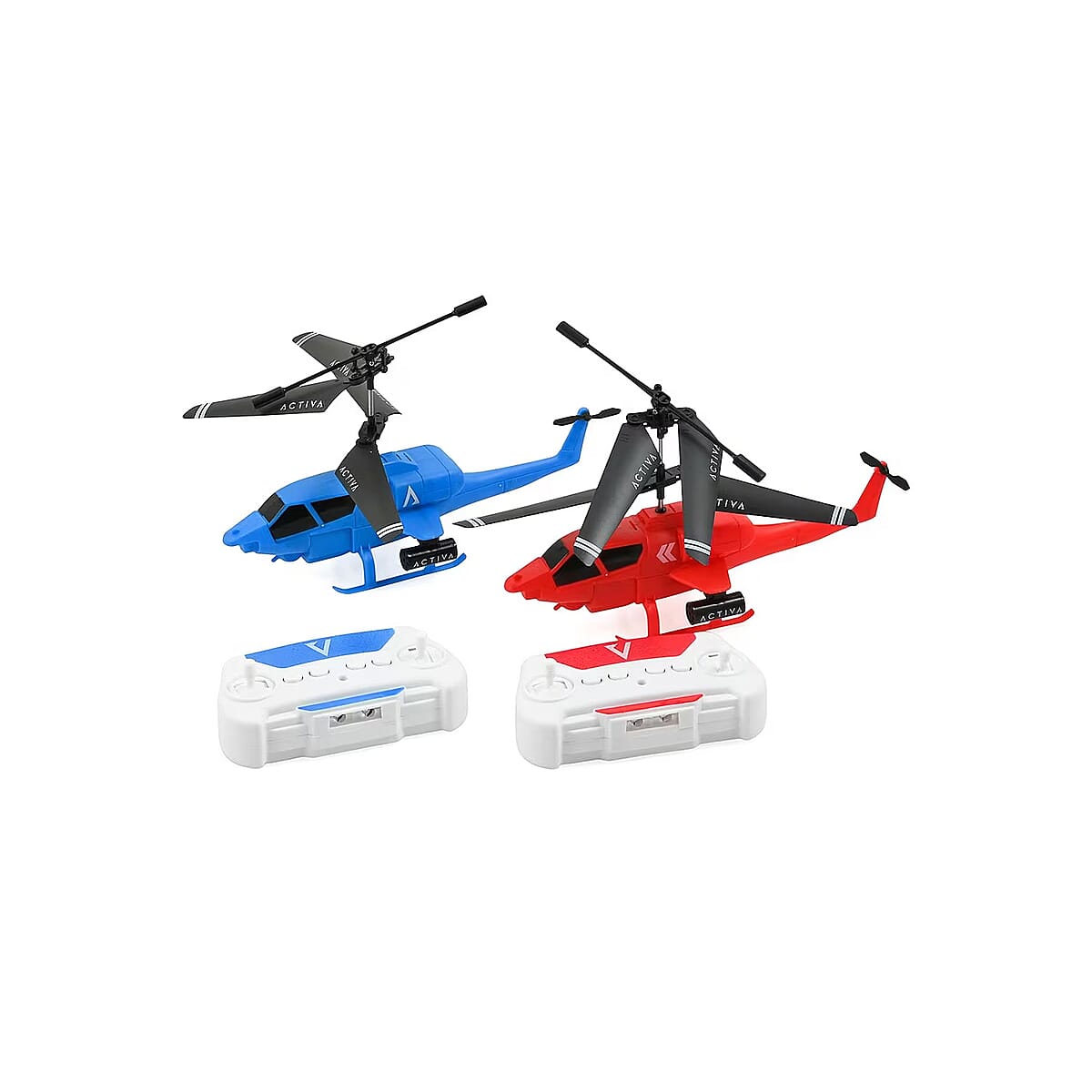 Doorbuster Closeout Set of 2 Mini Helicopters with Remote Control – Blue & Red image number 5