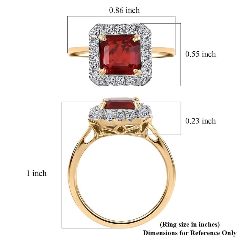 AAA Salamanca Fire Opal and Luxuriant Lab Grown Diamond G-H SI 1.85 ctw Ring in 10K Yellow Gold (Size 5.0)