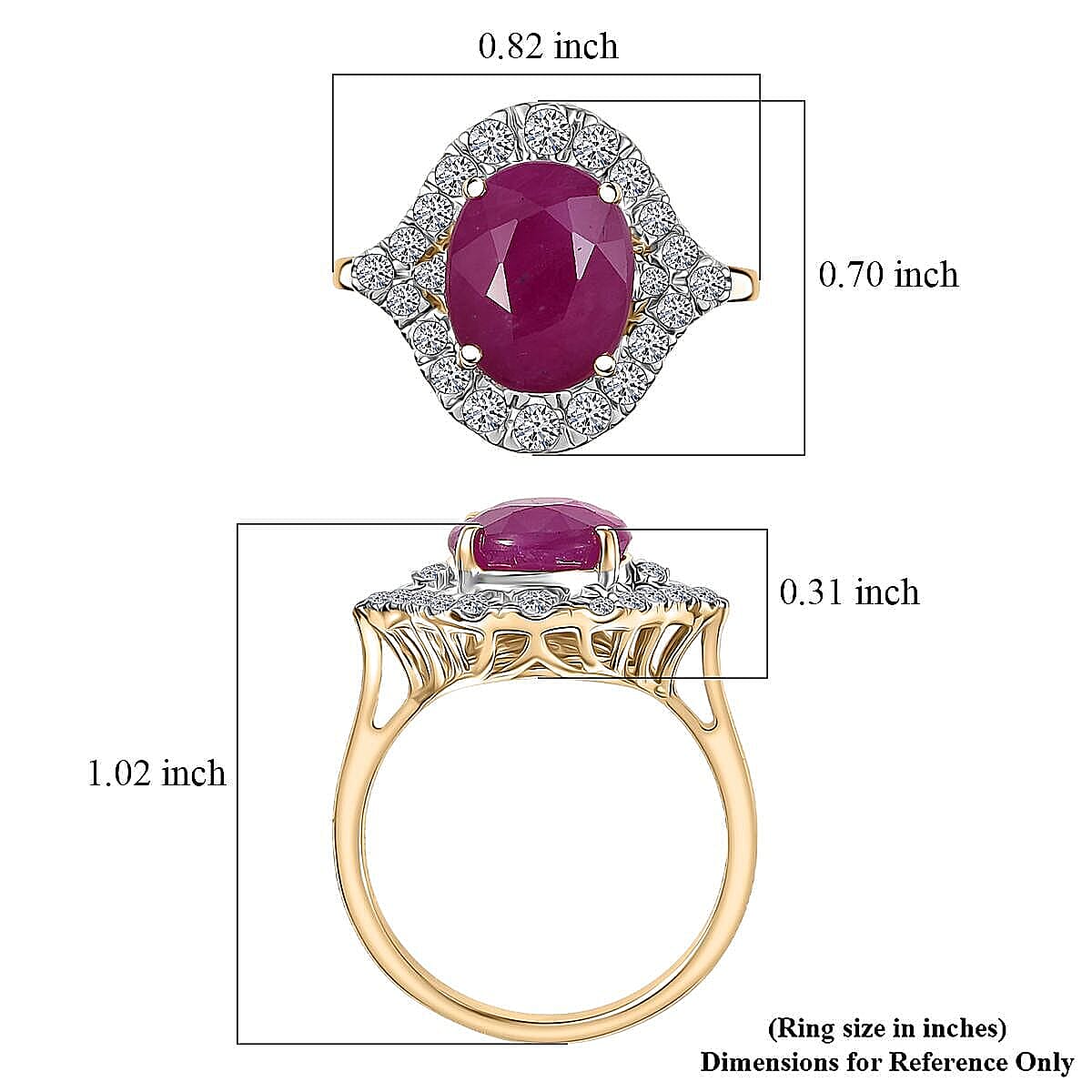 Certified AAA Montepuez Ruby, Lab-Grown Diamond Ring in 10K Yellow Gold 6.15 ctw (Size 5.0) image number 5