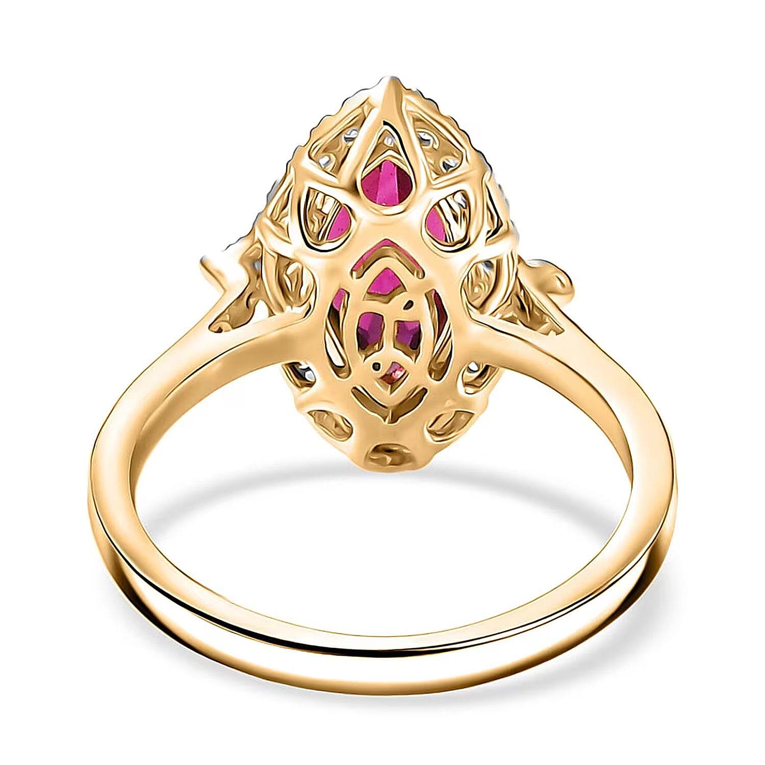 Certified & Appraised Luxoro AAA Radiant Ember Garnet and G-H I2 Diamond 2.00 ctw Halo Ring in 10K Yellow Gold (Size 10.0)
