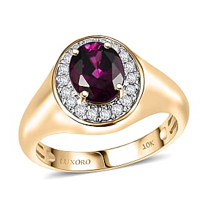 Doorbuster Certified & Appraised Luxoro AAA Radiant Ember Garnet and G-H I2 Diamond 2.49 ctw Men's Ring in 10K Yellow Gold (Size 10.0) 5 Grams