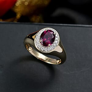 Certified Luxoro AAA Radiant Ember Garnet, Diamond Men's Ring in 10K Yellow Gold 2.49 ctw (Size 10.0)