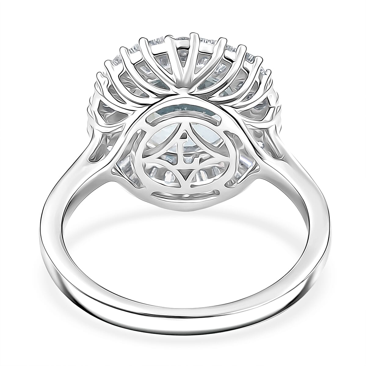  Certified & Appraised AAA Mangoro Aquamarine and Luxuriant Diamond G-H SI 3.00 ctw Ring in 10K White Gold (Size 6.0) image number 4