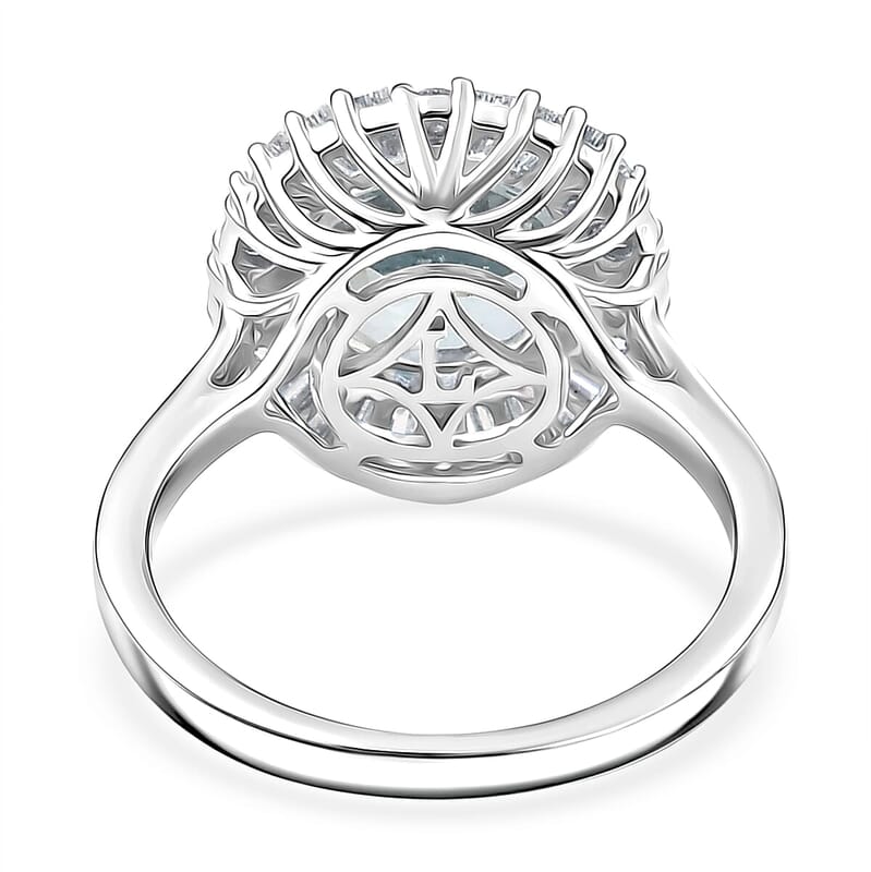 Certified & Appraised AAA Mangoro Aquamarine and Luxuriant Diamond G-H SI 3.00 ctw Ring in 10K White Gold (Size 6.0)