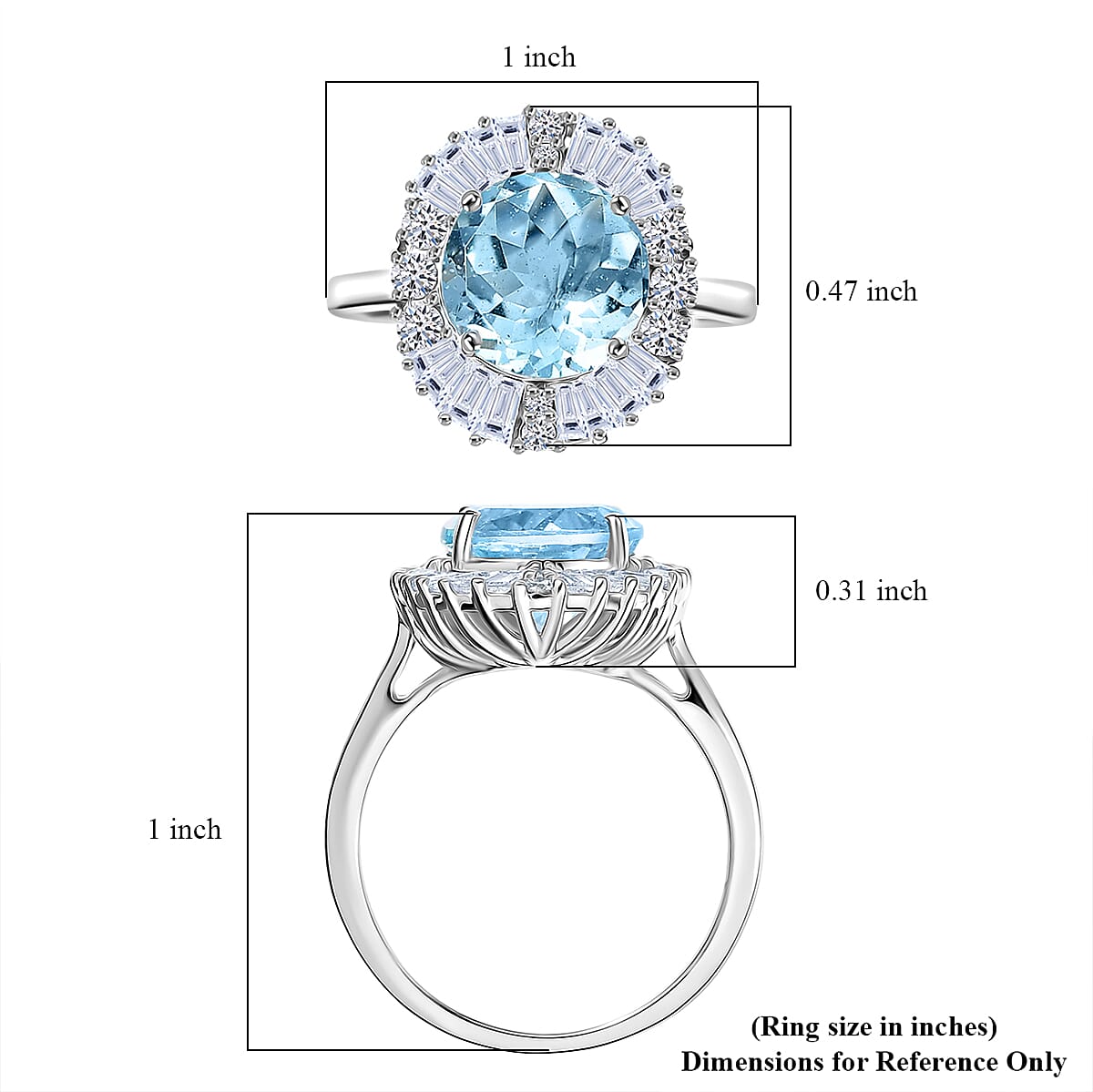  Certified & Appraised AAA Mangoro Aquamarine and Luxuriant Diamond G-H SI 3.00 ctw Ring in 10K White Gold (Size 6.0) image number 5