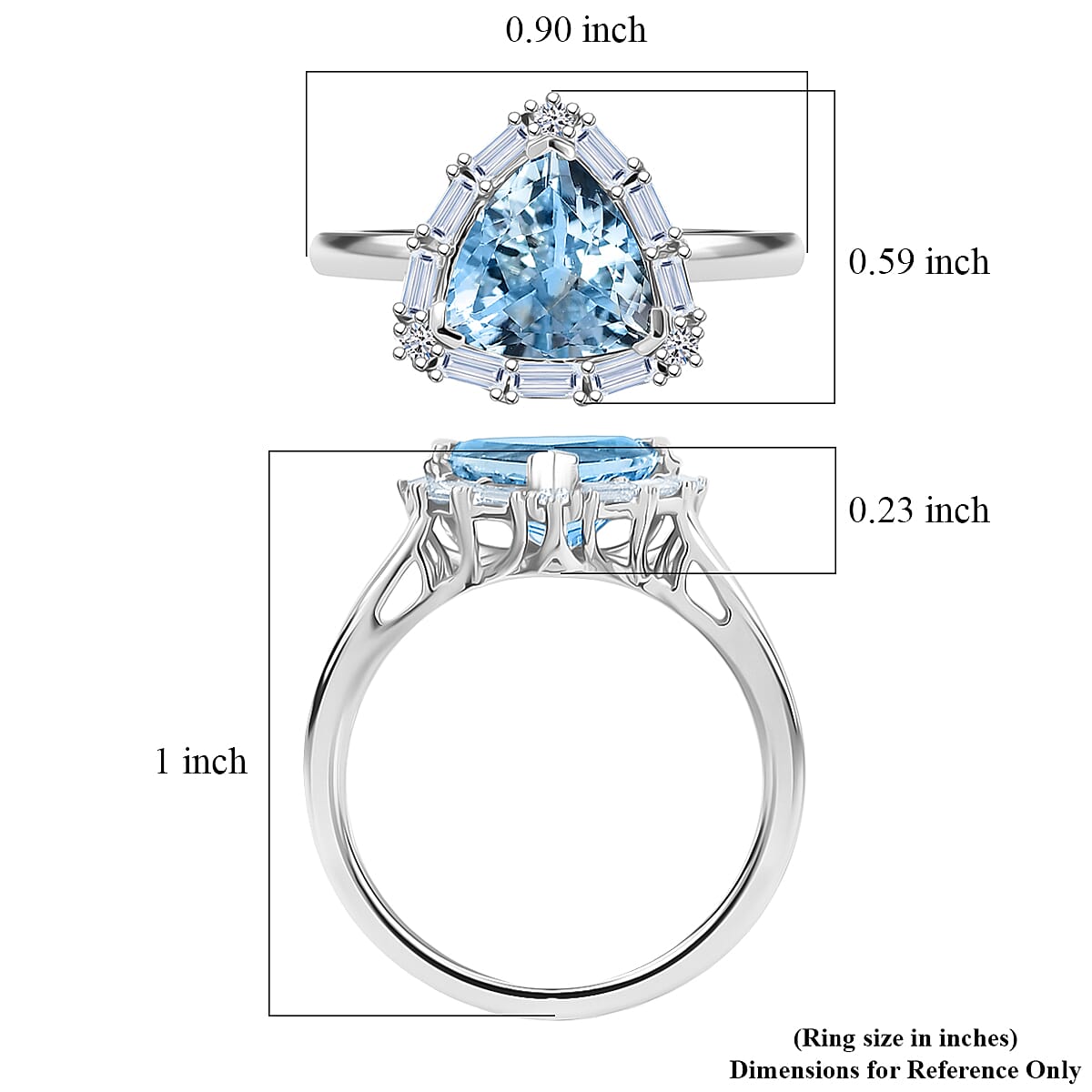 Certified & Appraised AAA Esprito Aquamarine and Luxuriant Lab Grown Diamond G-H SI 2.50 ctw Ring in 10K White Gold (Size 10.0)  image number 5