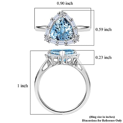 Certified & Appraised AAA Mangoro Aquamarine, Lab Grown Diamond Ring in 10K White Gold 2.50 ctw (Size 5.0)