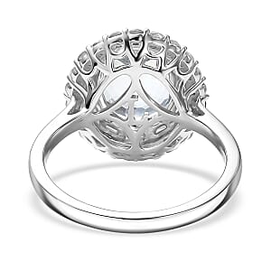 Doorbuster Certified & Appraised AAA Mangoro Aquamarine and Luxuriant Diamond G-H SI 3.11 ctw Cocktail Ring in 10K White Gold (Size 10.0)
