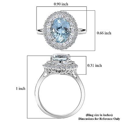 Certified & Appraised AAA Mangoro Aquamarine and Luxuriant Diamond G-H SI 3.11 ctw Cocktail Ring in 10K White Gold (Size 5.0)