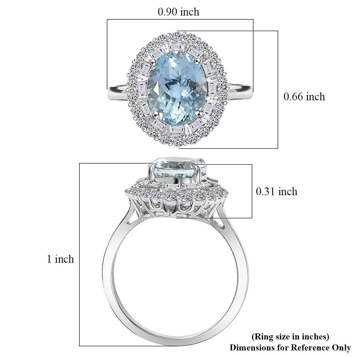 Doorbuster Certified & Appraised AAA Mangoro Aquamarine and Luxuriant Diamond G-H SI 3.11 ctw Cocktail Ring in 10K White Gold (Size 7.0) image number 4
