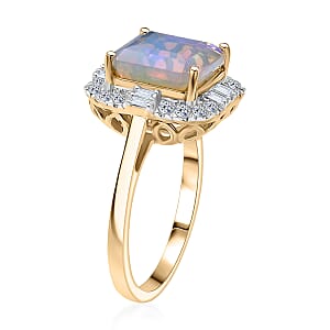 Certified & Appraised AAA Ethiopian Welo Opal, Lab Grown Diamond Ring in 10K Yellow Gold 3.30 ctw (Size 6.0)