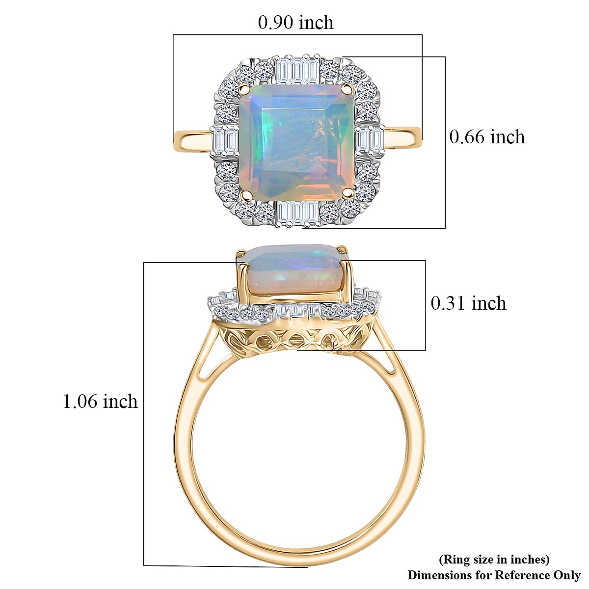 Doorbuster Certified & Appraised AAA Ethiopian Welo Opal and Luxuriant Diamond G-H SI 3.30 ctw Ring in 10K Yellow Gold (Size 8.0) image number 5