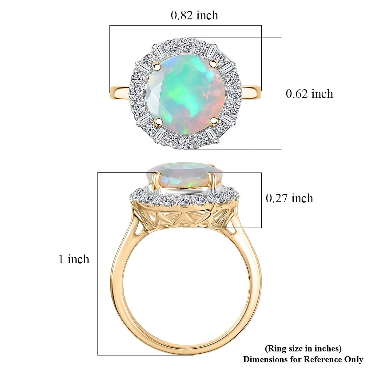 Certified & Appraised AAA Ethiopian Welo Opal and Luxuriant Diamond G-H SI 2.70 ctw Ring in 10K Yellow Gold (Size 6.0) image number 5