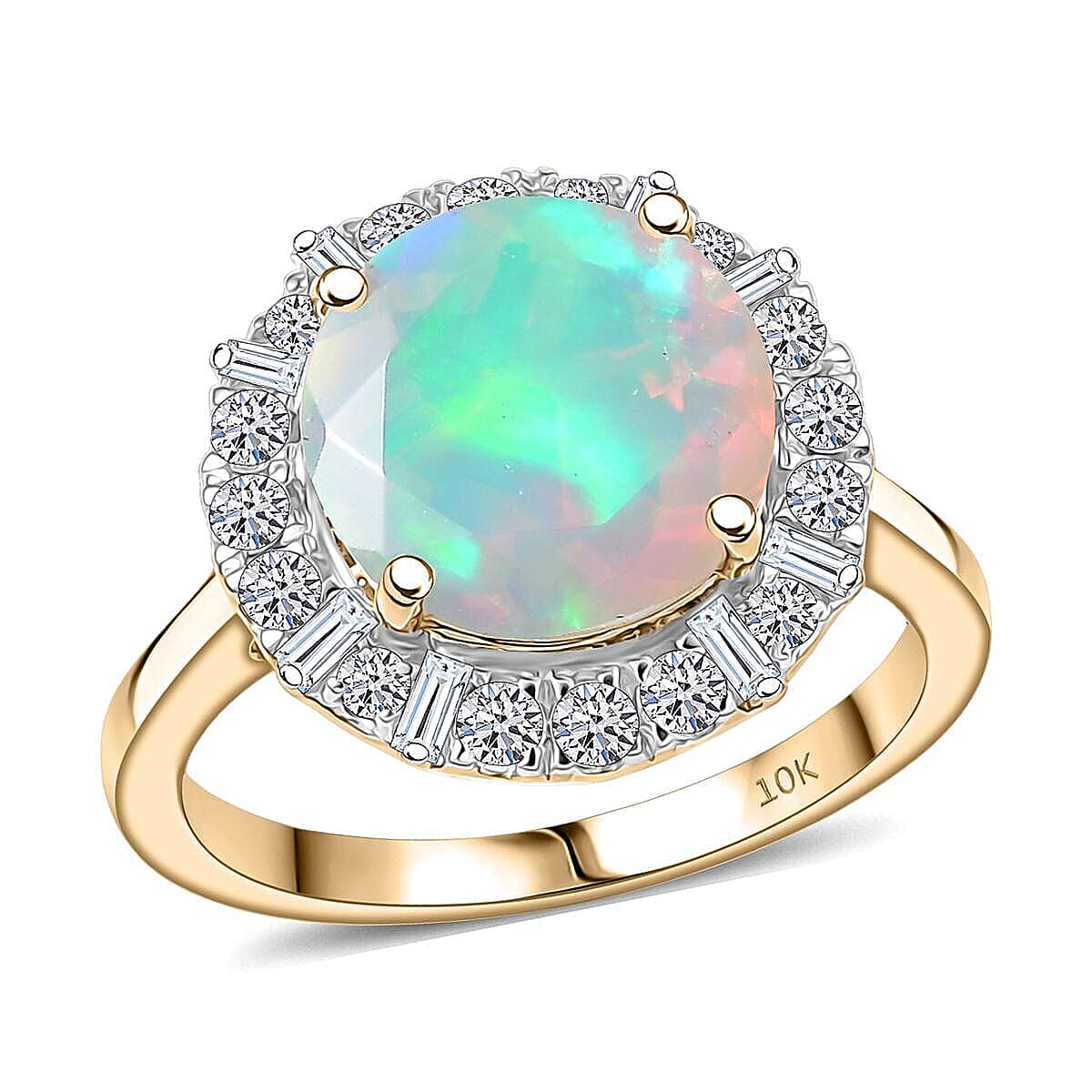Certified & Appraised AAA Ethiopian Welo Opal and Luxuriant Diamond G-H SI 2.70 ctw Ring in 10K Yellow Gold (Size 7.0) image number 0
