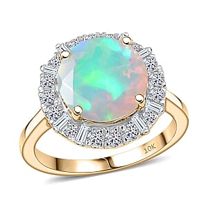 Certified & Appraised AAA Ethiopian Welo Opal and Luxuriant Diamond G-H SI 2.70 ctw Ring in 10K Yellow Gold (Size 8.0)