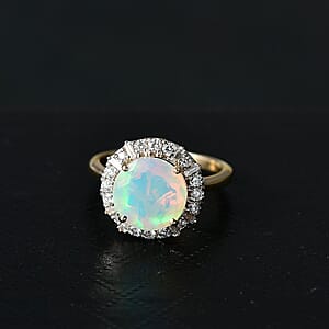 Certified & Appraised AAA Ethiopian Welo Opal and Luxuriant Diamond G-H SI 2.70 ctw Ring in 10K Yellow Gold (Size 8.0)