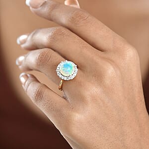 Certified & Appraised AAA Ethiopian Welo Opal and Luxuriant Diamond G-H SI 2.70 ctw Ring in 10K Yellow Gold (Size 8.0)