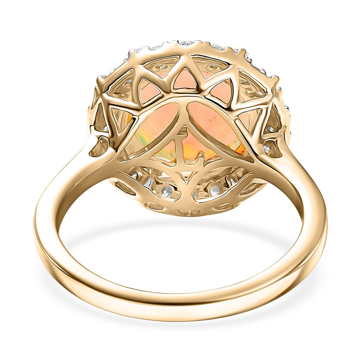 Certified & Appraised AAA Ethiopian Welo Opal and Luxuriant Diamond G-H SI 2.70 ctw Ring in 10K Yellow Gold (Size 8.0) image number 4