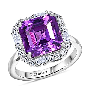 Doorbuster Certified & Appraised Luxuriant AAA Lab Grown Purple Sapphire and Diamond G-H SI 7.00 ctw Ring in 10K White Gold (Size 10.0)