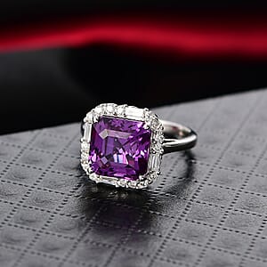 Doorbuster Certified & Appraised Luxuriant AAA Lab Grown Purple Sapphire and Diamond G-H SI 7.00 ctw Ring in 10K White Gold (Size 10.0)