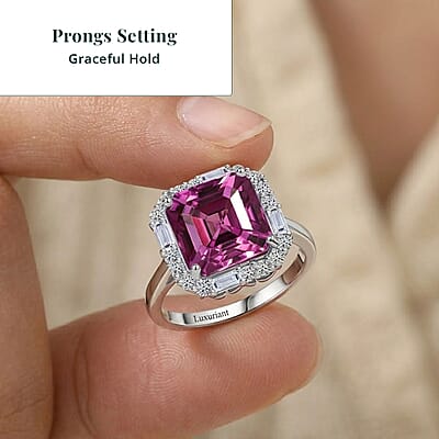 Certified and Appraised Luxuriant AAA Lab Grown Purple Sapphire and Diamond G-H SI 7.00 ctw Ring in 10K White Gold (Size 10.0)