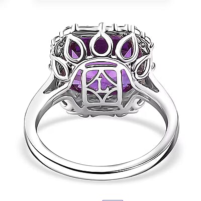 Certified and Appraised Luxuriant AAA Lab Grown Purple Sapphire and Diamond G-H SI 7.00 ctw Ring in 10K White Gold (Size 10.0)