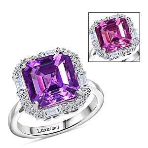 Certified & Appraised Luxuriant AAA Lab Grown Purple Sapphire and Diamond G-H SI 7.00 ctw Ring in 10K White Gold (Size 6.0)